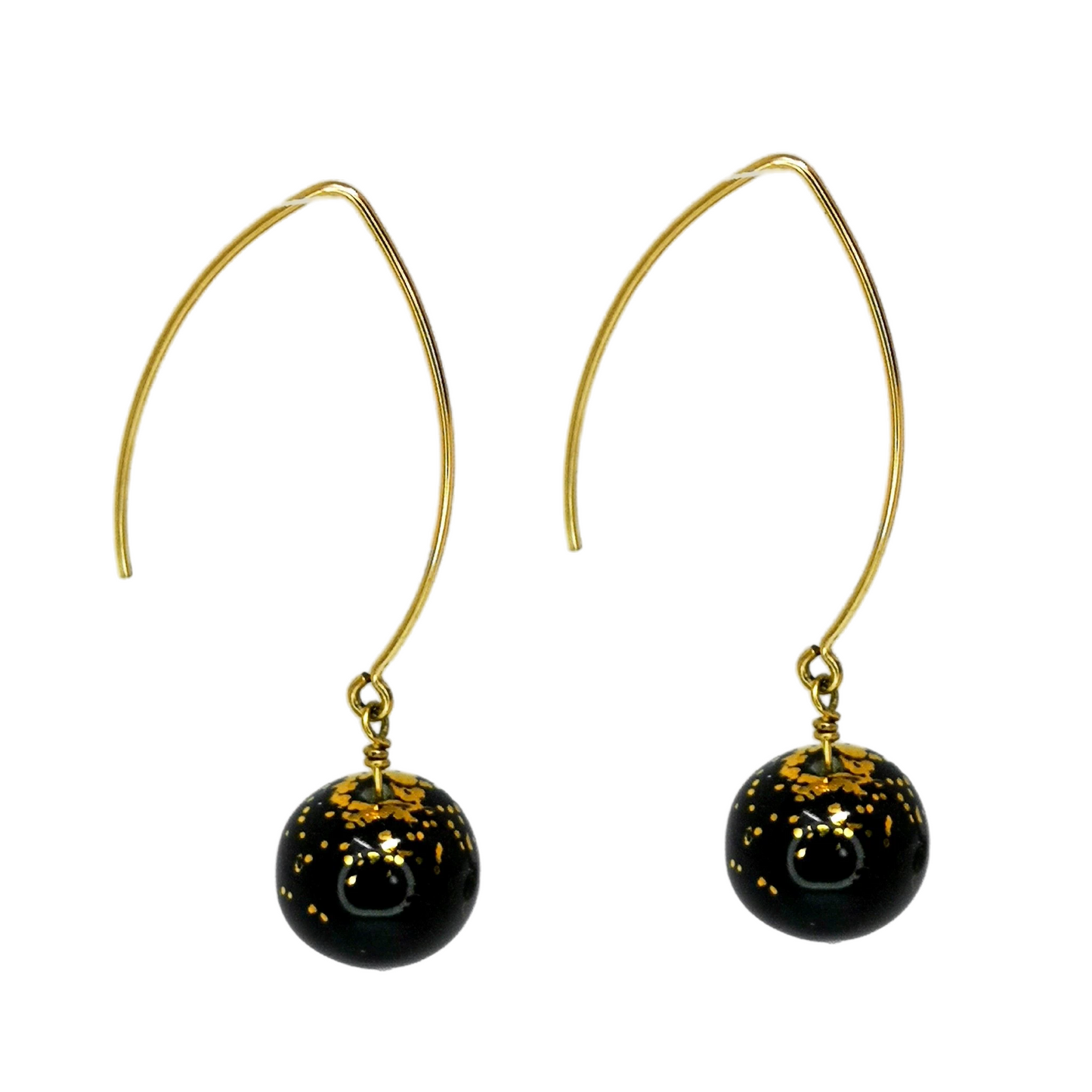 Gold filled classic black oval open earrings