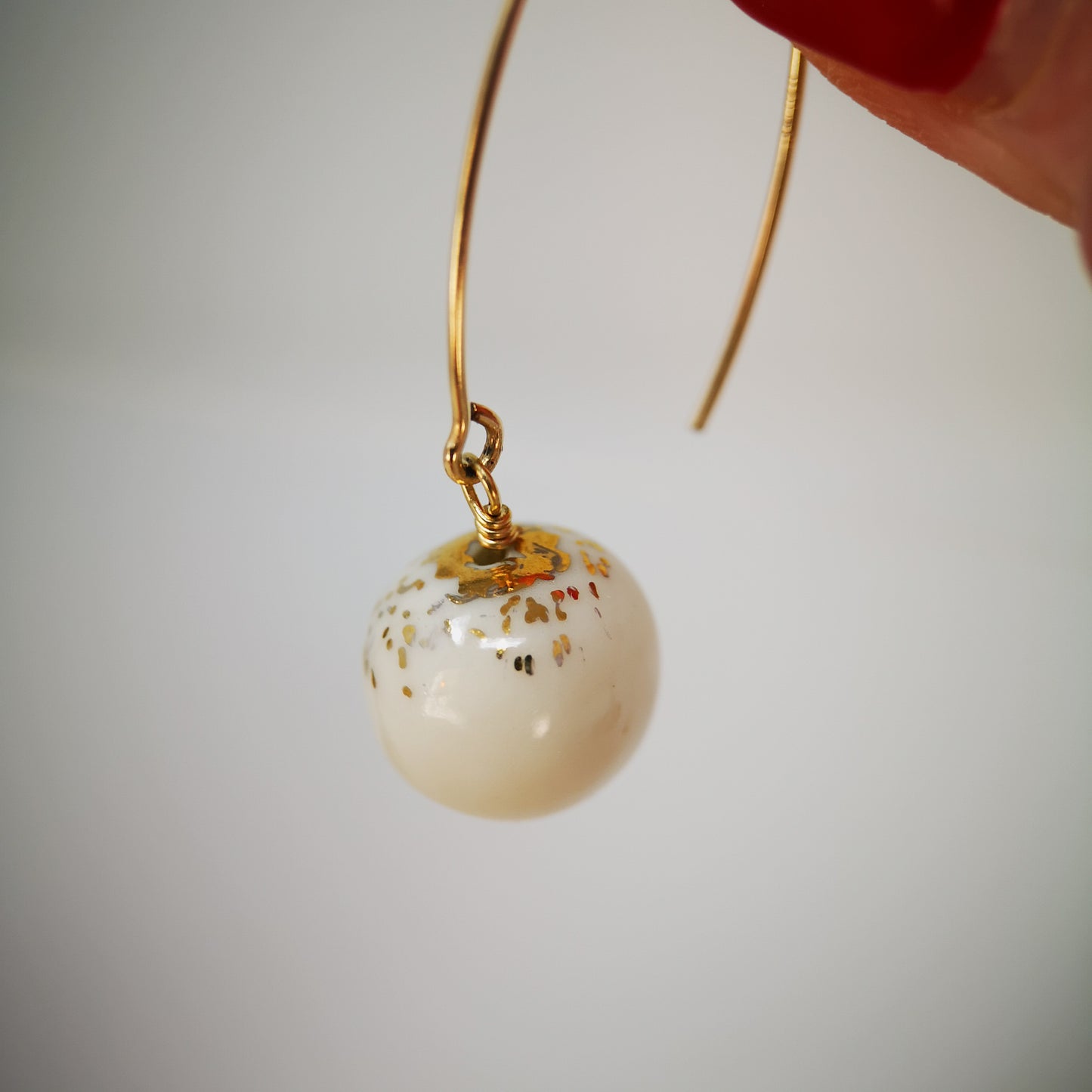 Gold filled classic white oval open earrings