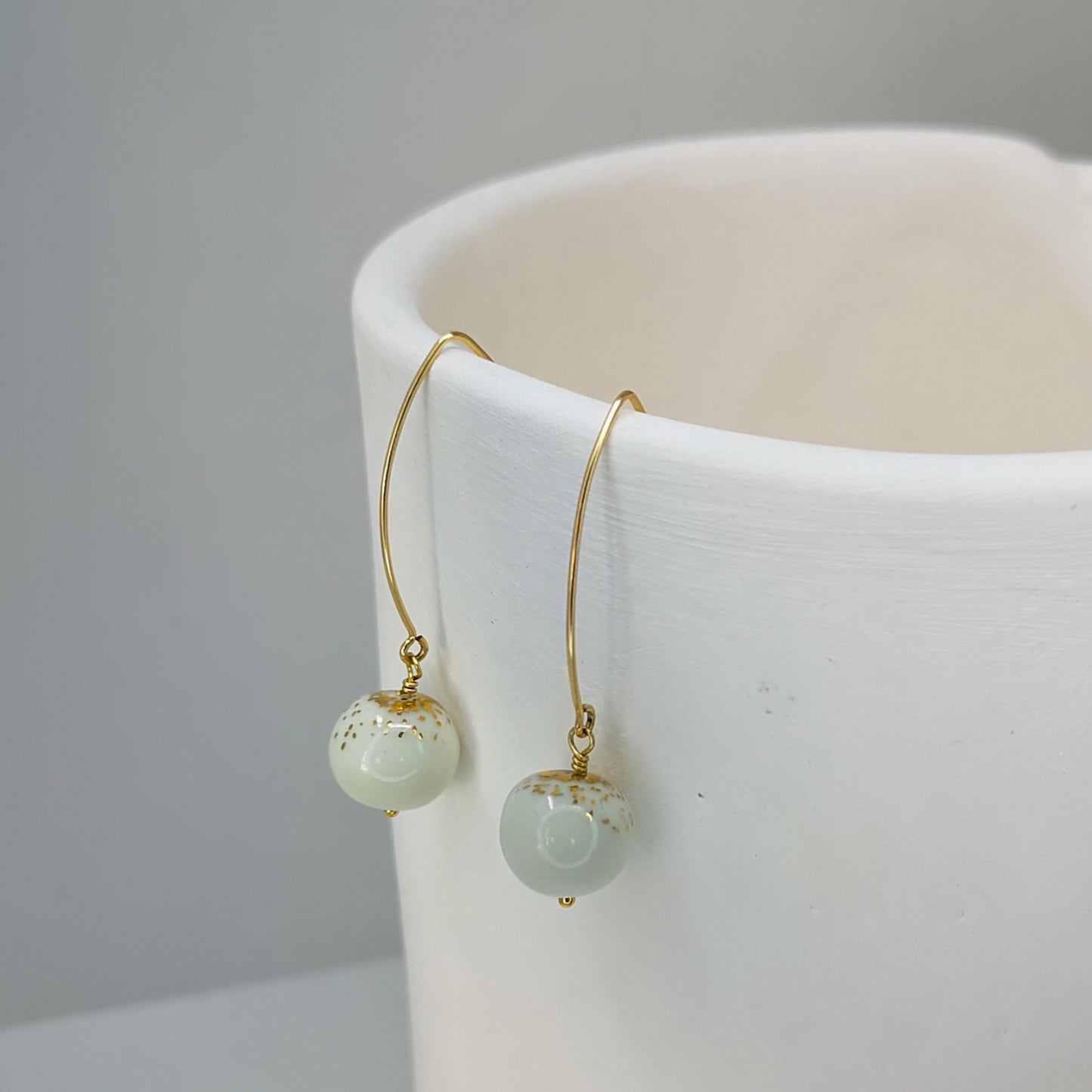 Gold filled classic white oval open earrings