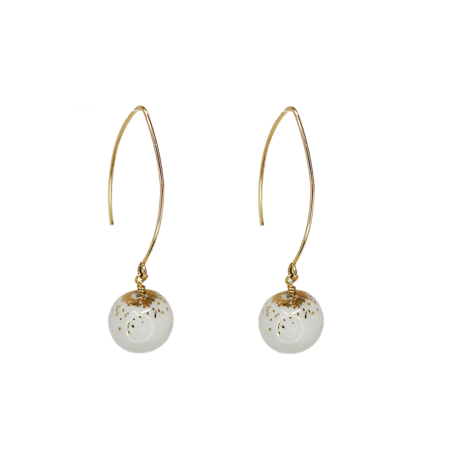 Gold filled classic white oval open earrings
