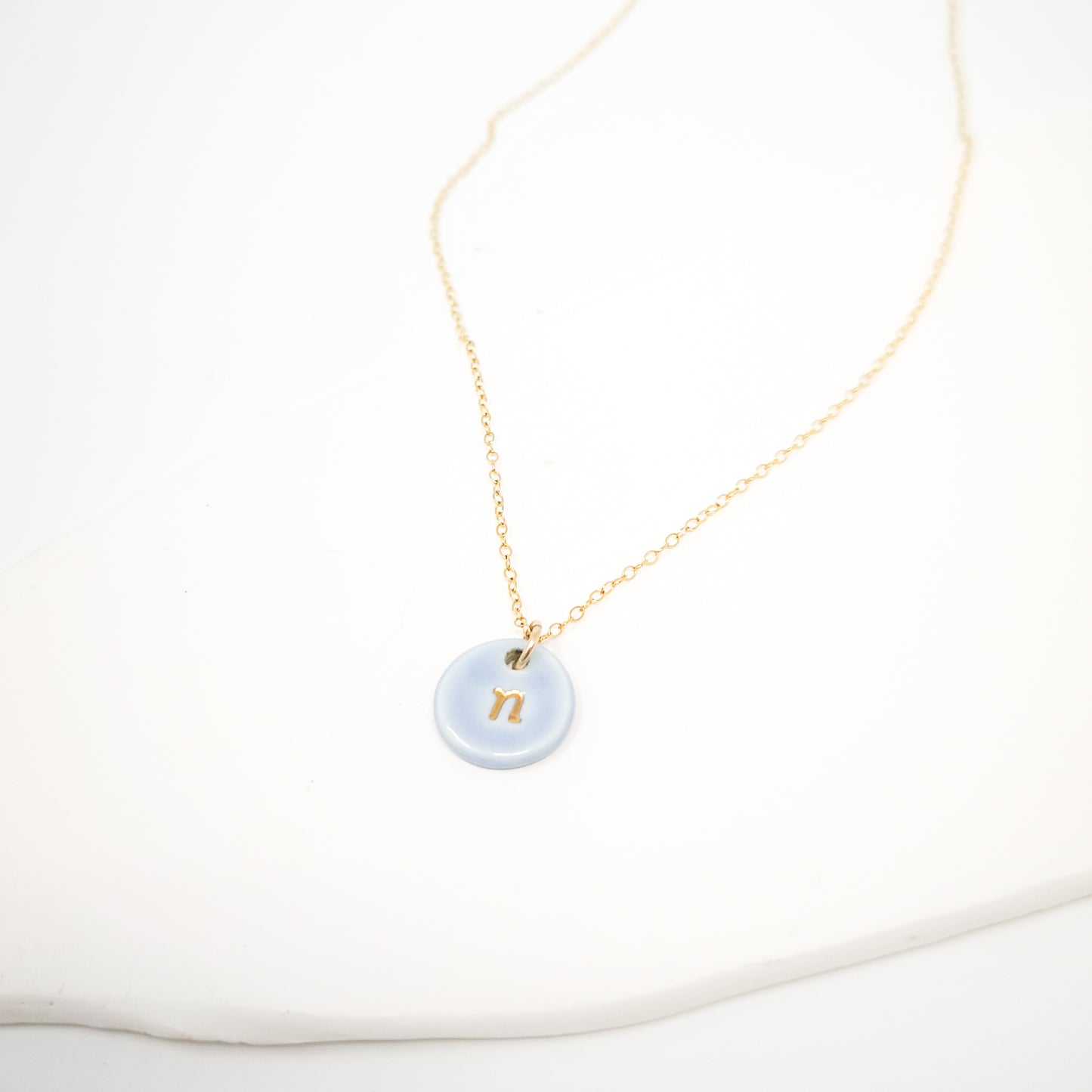 initial; necklace; chain; baby blue; birthday gift; 